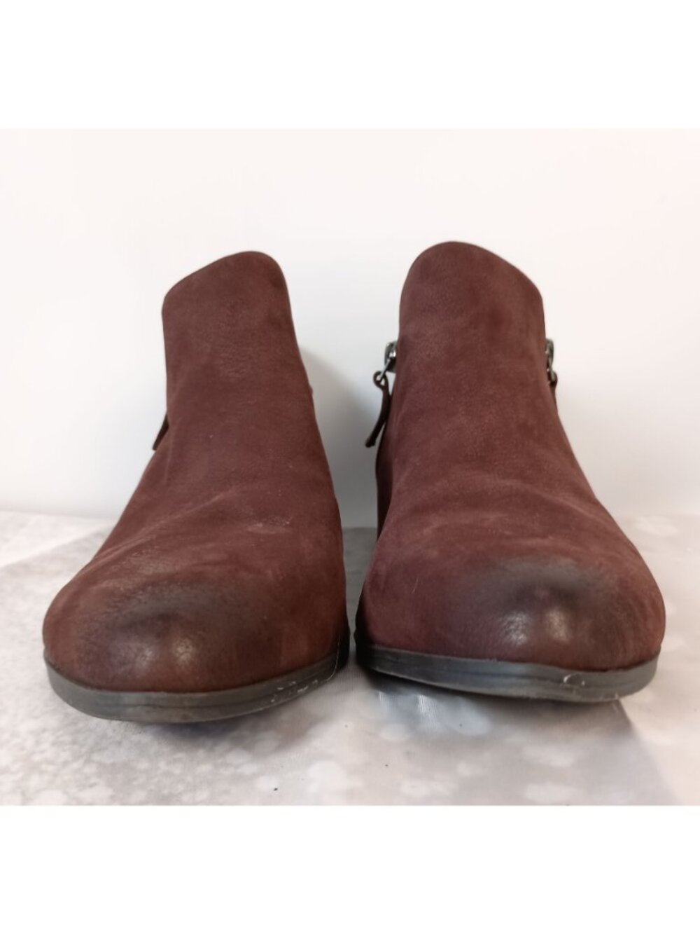 Franco Sarto Kingston Bootie Burgundy Suede Ankle Boots Women Size 10 - Picture 7 of 11
